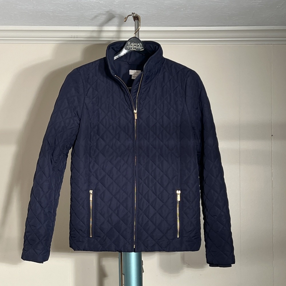 J. Crew | Quilted Full Zip Lightweight Coat‎ Jacket Blue Size S